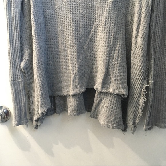 Free People Sunset Park Tunic Drippy Thermal Gray Waffle Knit Distressed Small - Picture 8 of 9